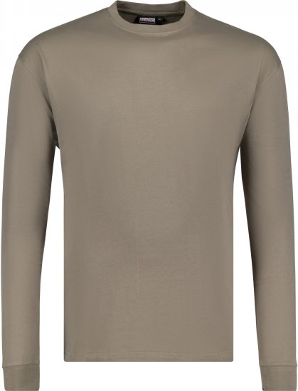 Adamo Floyd Comfort fit Long sleeve T-shirt Khaki - Μακό μπλουζάκια - Aνδρικά μπλουζεσ μεγάλα μεγέθη
