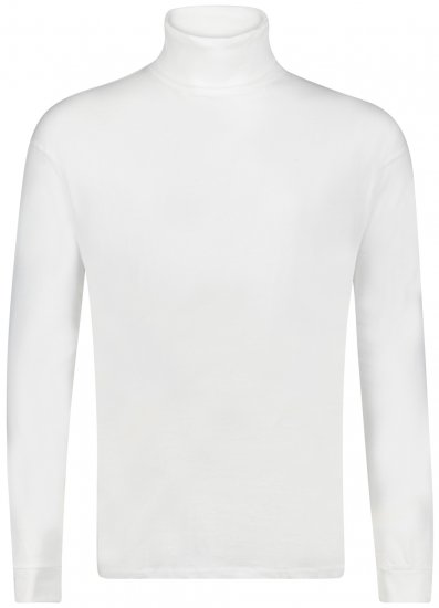 Adamo Fabio Comfort fit Turtleneck Long sleeve T-shirt White - Μακό μπλουζάκια - Aνδρικά μπλουζεσ μεγάλα μεγέθη
