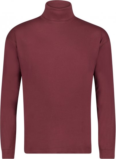Adamo Fabio Comfort fit Turtleneck Long sleeve T-shirt Burgundy - Μακό μπλουζάκια - Aνδρικά μπλουζεσ μεγάλα μεγέθη