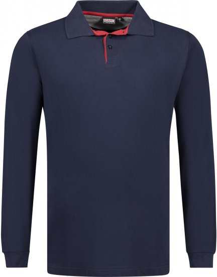 Adamo Peter Comfort fit Long sleeve Polo Navy - Πόλο μπλουζάκια - Aνδρικά μπλουζακια πολο μεγάλα μεγέθη