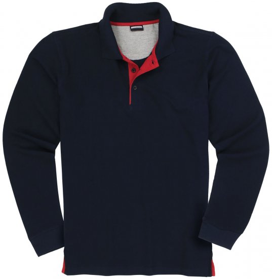 Adamo Peter Comfort fit Long sleeve Polo Navy - Πόλο μπλουζάκια - Aνδρικά μπλουζακια πολο μεγάλα μεγέθη
