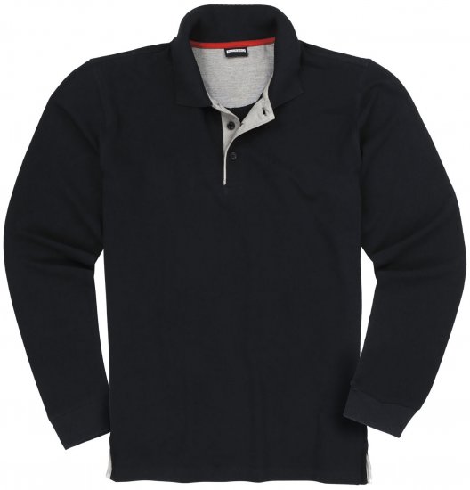 Adamo Peter Comfort fit Long sleeve Polo Black - Πόλο μπλουζάκια - Aνδρικά μπλουζακια πολο μεγάλα μεγέθη