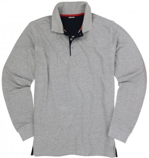 Adamo Peter Comfort fit Long sleeve Polo Grey - Πόλο μπλουζάκια - Aνδρικά μπλουζακια πολο μεγάλα μεγέθη