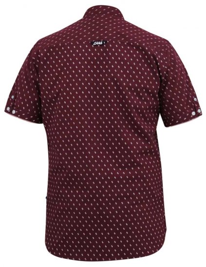 D555 DUNSTABLE S/S Micro AO Print Shirt Burgundy - Πουκάμισα - Aνδρικά πουκαμισα μεγαλα μεγάλα μεγέθη