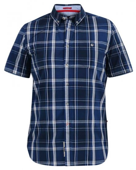 D555 HADSTOCK Check Button Down Collar S/S Shirt Navy - Πουκάμισα - Aνδρικά πουκαμισα μεγαλα μεγάλα μεγέθη