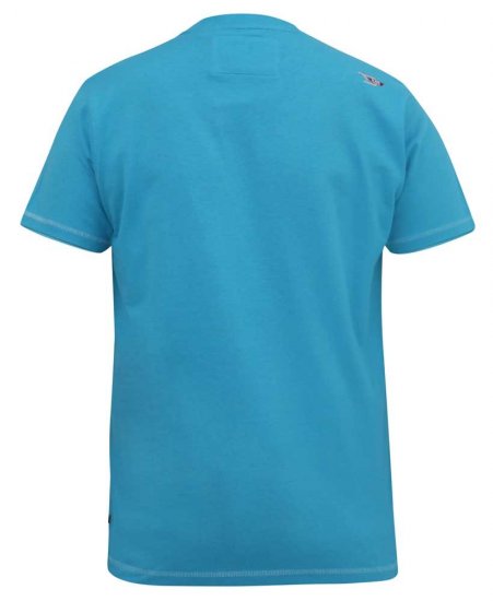 D555 AARON Surfers Paradise Printed Crew Neck T-Shirt Turquoise - Μακό μπλουζάκια - Aνδρικά μπλουζεσ μεγάλα μεγέθη