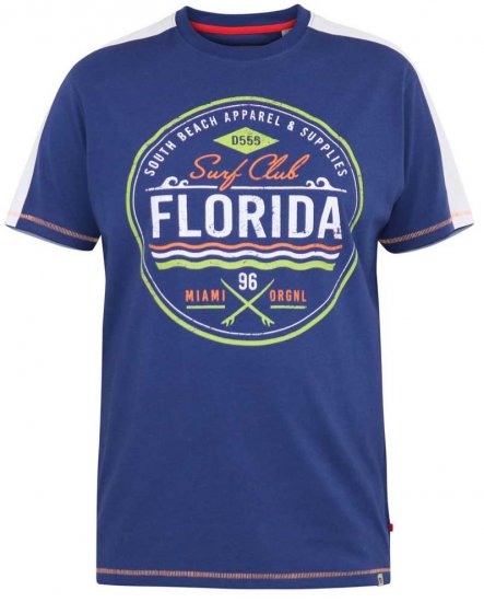 D555 CADMAN Florida Surf Club Printed Crew Neck T-Shirt - Μακό μπλουζάκια - Aνδρικά μπλουζεσ μεγάλα μεγέθη