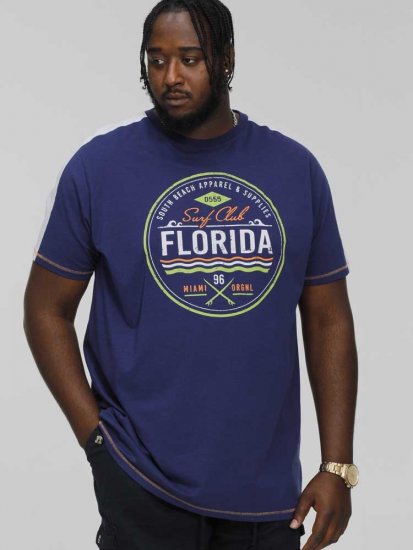 D555 CADMAN Florida Surf Club Printed Crew Neck T-Shirt - Μακό μπλουζάκια - Aνδρικά μπλουζεσ μεγάλα μεγέθη
