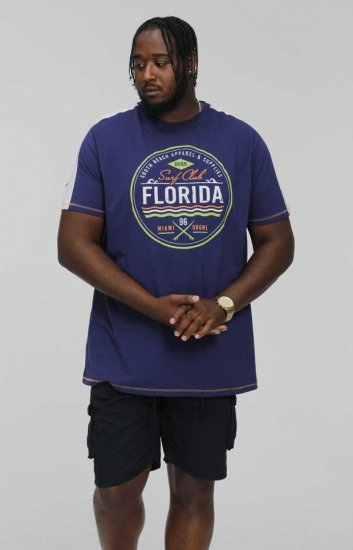 D555 CADMAN Florida Surf Club Printed Crew Neck T-Shirt - Μακό μπλουζάκια - Aνδρικά μπλουζεσ μεγάλα μεγέθη