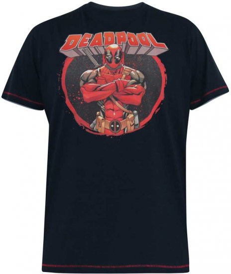 D555 WADE Official Deadpool Printed T-Shirt Dark Navy - Μακό μπλουζάκια - Aνδρικά μπλουζεσ μεγάλα μεγέθη