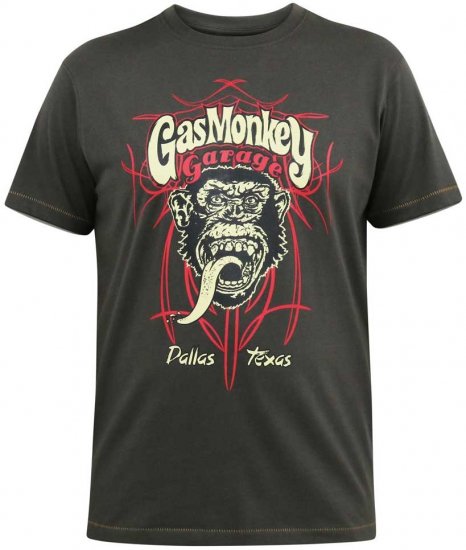 D555 DALLAS Official Gas Monkey Printed Crew Neck T-Shirt Khaki - Μακό μπλουζάκια - Aνδρικά μπλουζεσ μεγάλα μεγέθη