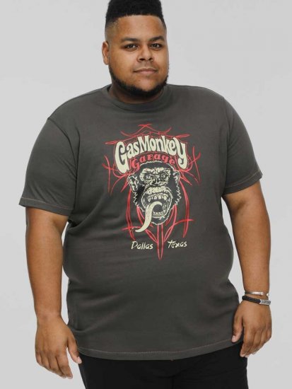 D555 DALLAS Official Gas Monkey Printed Crew Neck T-Shirt Khaki - Μακό μπλουζάκια - Aνδρικά μπλουζεσ μεγάλα μεγέθη