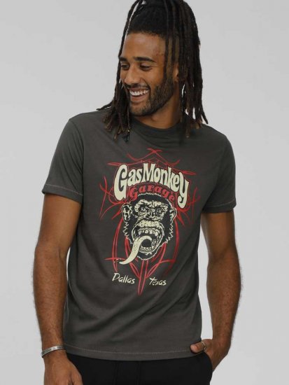 D555 DALLAS Official Gas Monkey Printed Crew Neck T-Shirt Khaki - Μακό μπλουζάκια - Aνδρικά μπλουζεσ μεγάλα μεγέθη