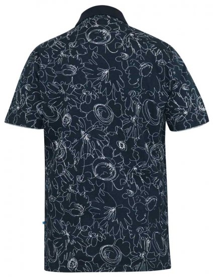 D555 ROLAND Printed Polo Shirt Navy - Πόλο μπλουζάκια - Aνδρικά μπλουζακια πολο μεγάλα μεγέθη