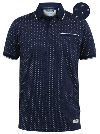 D555 DARWIN AO Printed Polo Shirt Navy - Πόλο μπλουζάκια - Aνδρικά μπλουζακια πολο μεγάλα μεγέθη