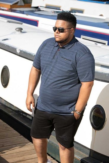 D555 FOXLEY Pique Reno Polo Navy - Πόλο μπλουζάκια - Aνδρικά μπλουζακια πολο μεγάλα μεγέθη