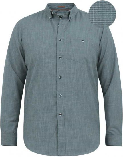D555 RADCLIFFE Cross Hatch Soft Touch Slub Long Sleeve Shirt With Chest Patch Pocket Charcoal - Πουκάμισα - Aνδρικά πουκαμισα μεγαλα μεγάλα μεγέθη