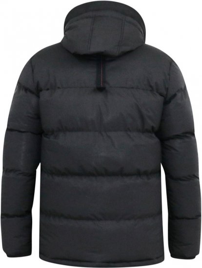 D555 DOMENIC Quilted Puffer Jacket With Half Micro Fleece Lining And Hood Black - Μπουφάν - Aνδρικά μπουφαν μεγάλα μεγέθη