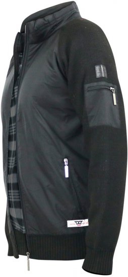 D555 MARSDEN Hybrid Knitted Jacket With Bonded Fleece Lining Black - Μπουφάν - Aνδρικά μπουφαν μεγάλα μεγέθη