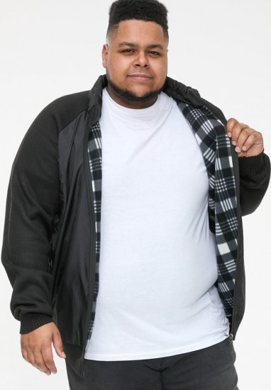D555 MARSDEN Hybrid Knitted Jacket With Bonded Fleece Lining Black - Μπουφάν - Aνδρικά μπουφαν μεγάλα μεγέθη