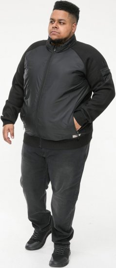 D555 MARSDEN Hybrid Knitted Jacket With Bonded Fleece Lining Black - Μπουφάν - Aνδρικά μπουφαν μεγάλα μεγέθη