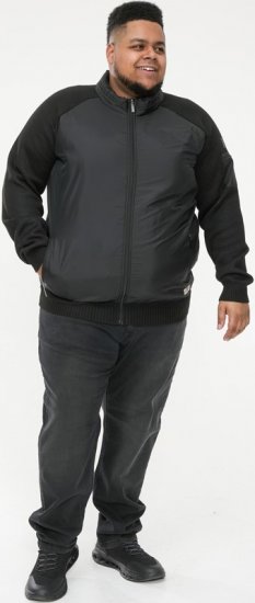 D555 MARSDEN Hybrid Knitted Jacket With Bonded Fleece Lining Black - Μπουφάν - Aνδρικά μπουφαν μεγάλα μεγέθη