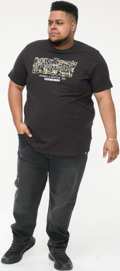 D555 EDWALTON NYCTY Camo Printed Crew Neck T-Shirt Washed Black - Μακό μπλουζάκια - Aνδρικά μπλουζεσ μεγάλα μεγέθη