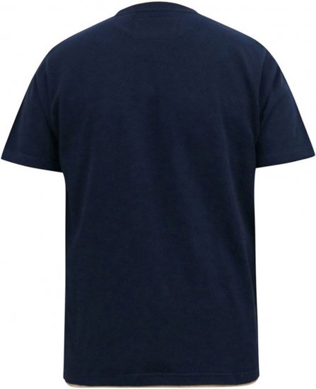 D555 SANDFORD Double Layer On Neck Ribs And Hem Waffle Textured T-Shirt Navy - Μακό μπλουζάκια - Aνδρικά μπλουζεσ μεγάλα μεγέθη