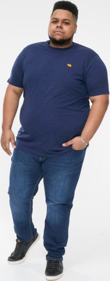 D555 ORSTON Reno Fabric Crew Neck T-Shirt With Chest Embroidery Blue Reno - Μακό μπλουζάκια - Aνδρικά μπλουζεσ μεγάλα μεγέθη