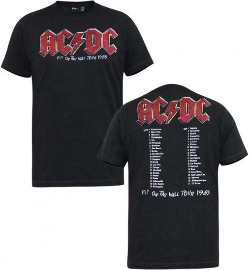 D555 JAILBREAK Official Ac/Dc Printed T-Shirt With Front And Back Print - Black - Μακό μπλουζάκια - Aνδρικά μπλουζεσ μεγάλα μεγέθη