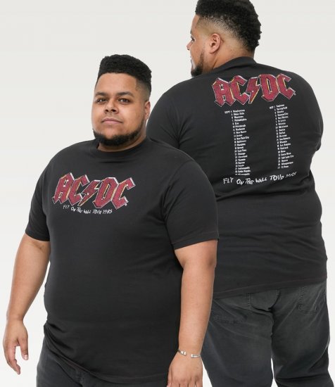 D555 JAILBREAK Official Ac/Dc Printed T-Shirt With Front And Back Print - Black - Μακό μπλουζάκια - Aνδρικά μπλουζεσ μεγάλα μεγέθη