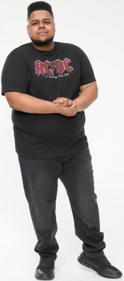 D555 JAILBREAK Official Ac/Dc Printed T-Shirt With Front And Back Print - Black - Μακό μπλουζάκια - Aνδρικά μπλουζεσ μεγάλα μεγέθη