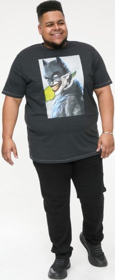 D555 MARTIN Official Batman Printed T-Shirt Washed Black - Μακό μπλουζάκια - Aνδρικά μπλουζεσ μεγάλα μεγέθη
