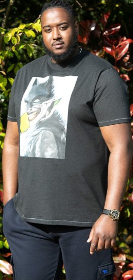 D555 MARTIN Official Batman Printed T-Shirt Washed Black - Μακό μπλουζάκια - Aνδρικά μπλουζεσ μεγάλα μεγέθη