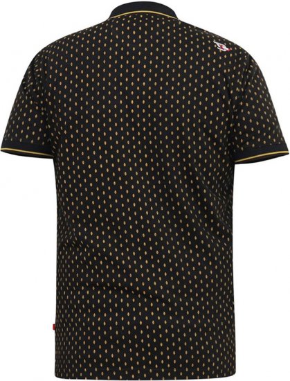 D555 RAUL AOP Jersey Polo With Jacquard Collar, Ribs And Chest Pocket Black - Πόλο μπλουζάκια - Aνδρικά μπλουζακια πολο μεγάλα μεγέθη