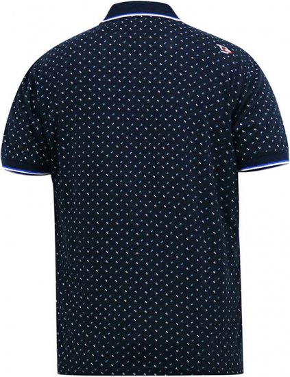 D555 OAKLEY AOP Jersey Polo With Jacquard Collar, Ribs And Chest Pocket Navy - Πόλο μπλουζάκια - Aνδρικά μπλουζακια πολο μεγάλα μεγέθη