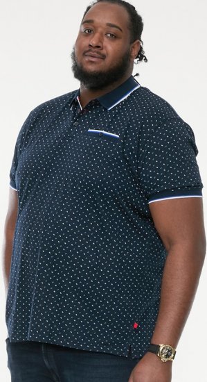 D555 OAKLEY AOP Jersey Polo With Jacquard Collar, Ribs And Chest Pocket Navy - Πόλο μπλουζάκια - Aνδρικά μπλουζακια πολο μεγάλα μεγέθη