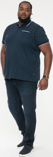 D555 OAKLEY AOP Jersey Polo With Jacquard Collar, Ribs And Chest Pocket Navy - Πόλο μπλουζάκια - Aνδρικά μπλουζακια πολο μεγάλα μεγέθη