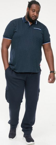 D555 OAKLEY AOP Jersey Polo With Jacquard Collar, Ribs And Chest Pocket Navy - Πόλο μπλουζάκια - Aνδρικά μπλουζακια πολο μεγάλα μεγέθη