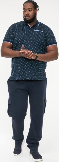 D555 OAKLEY AOP Jersey Polo With Jacquard Collar, Ribs And Chest Pocket Navy - Πόλο μπλουζάκια - Aνδρικά μπλουζακια πολο μεγάλα μεγέθη