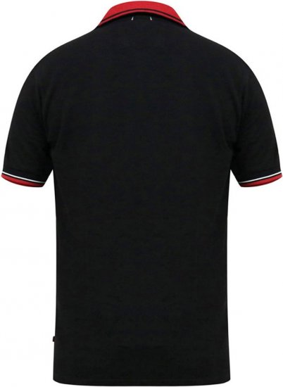 D555 CHESTER Pique Polo With Red Collar With Tipping Detail And Chest Embroidery Black - Πόλο μπλουζάκια - Aνδρικά μπλουζακια πολο μεγάλα μεγέθη
