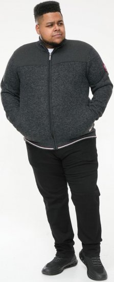 D555 ABERDARE Knitted Zip Through Sweater With Bonded Check Lining Charcoal Marl - φούτερ/Φούτερ με κουκούλα - φούτερ/Φούτερ με κουκούλα ανδρικά μεγάλα μεγέθη 