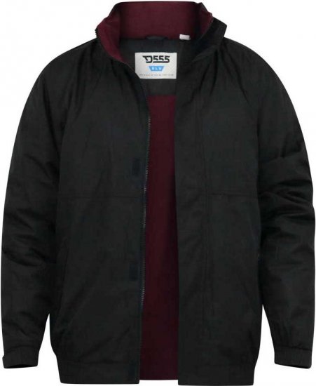 D555 Rudy Showerproof Fleece Lined Jacket With Packaway Hood - Black - Μπουφάν - Aνδρικά μπουφαν μεγάλα μεγέθη