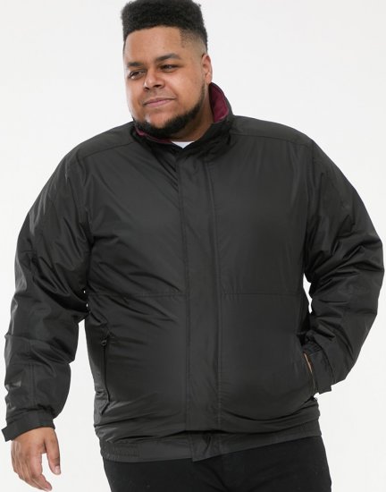 D555 Rudy Showerproof Fleece Lined Jacket With Packaway Hood - Black - Μπουφάν - Aνδρικά μπουφαν μεγάλα μεγέθη