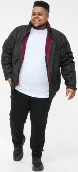 D555 Rudy Showerproof Fleece Lined Jacket With Packaway Hood - Black - Μπουφάν - Aνδρικά μπουφαν μεγάλα μεγέθη