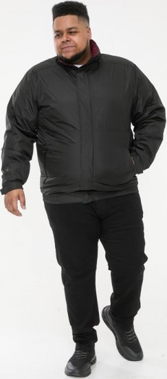 D555 Rudy Showerproof Fleece Lined Jacket With Packaway Hood - Black - Μπουφάν - Aνδρικά μπουφαν μεγάλα μεγέθη