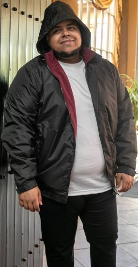 D555 Rudy Showerproof Fleece Lined Jacket With Packaway Hood - Black - Μπουφάν - Aνδρικά μπουφαν μεγάλα μεγέθη