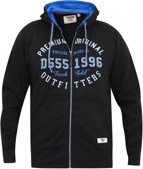 D555 LINGARD Full Zip Hoody With Original Chest Print Black - φούτερ/Φούτερ με κουκούλα - φούτερ/Φούτερ με κουκούλα ανδρικά μεγάλα μεγέθη 