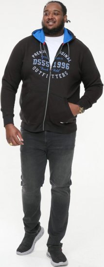 D555 LINGARD Full Zip Hoody With Original Chest Print Black - φούτερ/Φούτερ με κουκούλα - φούτερ/Φούτερ με κουκούλα ανδρικά μεγάλα μεγέθη 