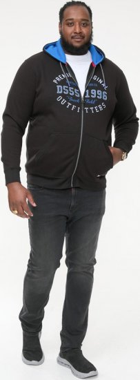 D555 LINGARD Full Zip Hoody With Original Chest Print Black - φούτερ/Φούτερ με κουκούλα - φούτερ/Φούτερ με κουκούλα ανδρικά μεγάλα μεγέθη 